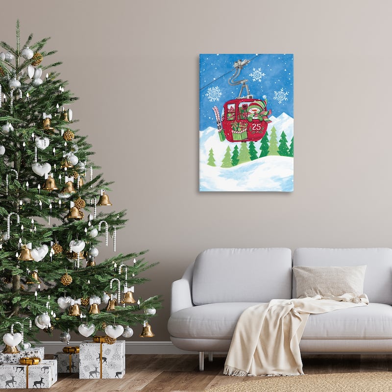 Stupell Snowman on Ski Lift Canvas Wall Art Design By Diane Kater