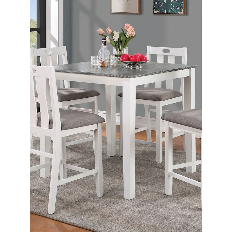 Counter Height Dining Table Set, 5 Piece Wooden Dining Table Set with Dining Table and 4 Upholstered Side Chair