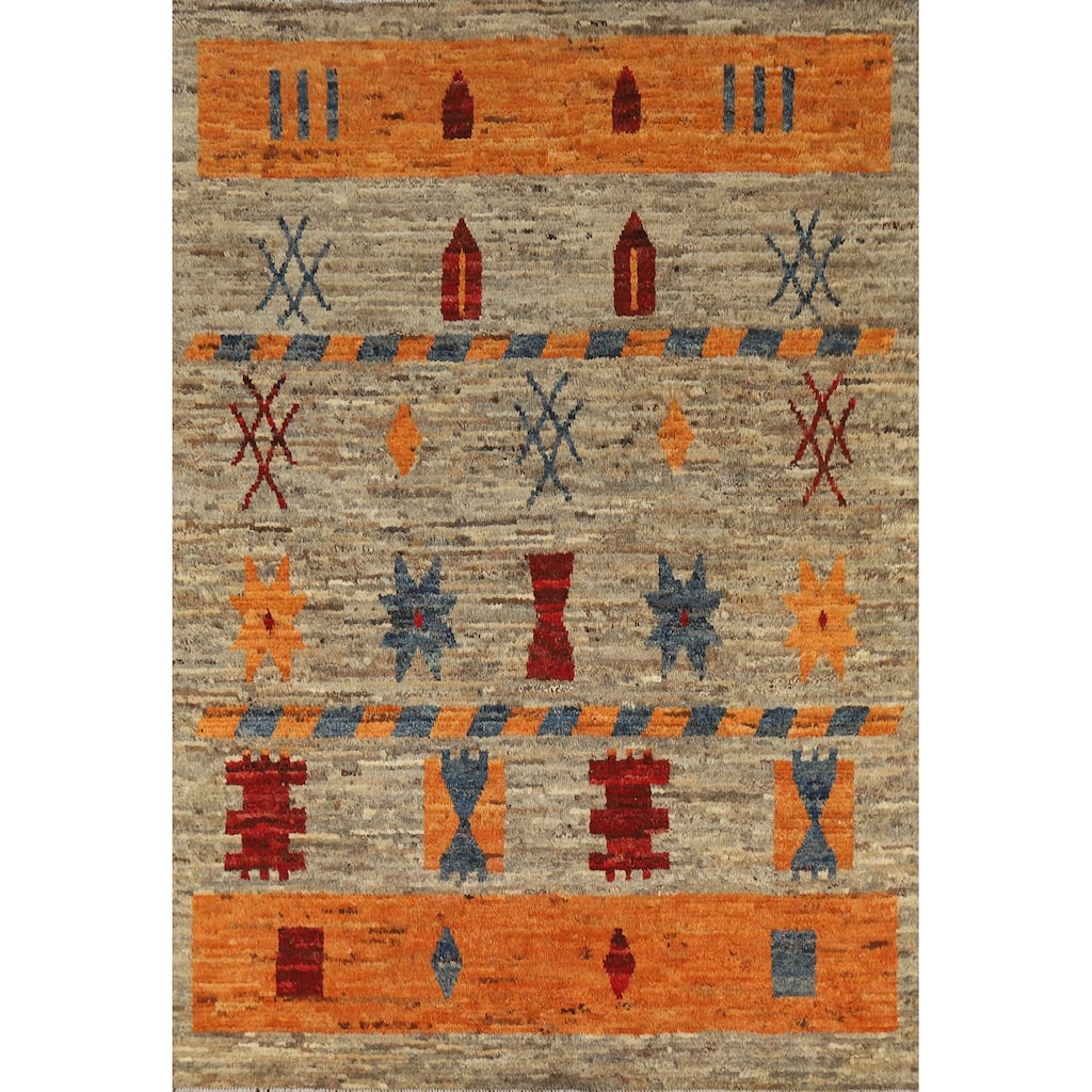 Geometric Moroccan Oriental Area Rug Hand-Knotted Wool Carpet - 5'8" x 7'6"