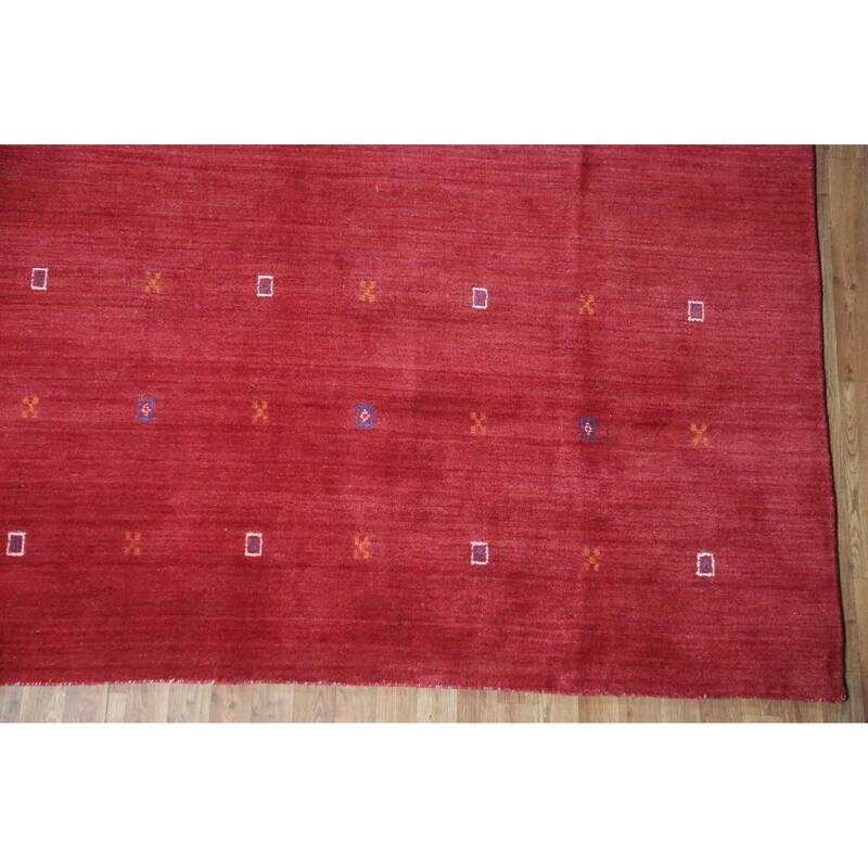 Hand Knotted Oriental 100% Wool Carpet Tribal Tribal Red Gabbeh Area Rug - 11' 4'' X 8' 2''