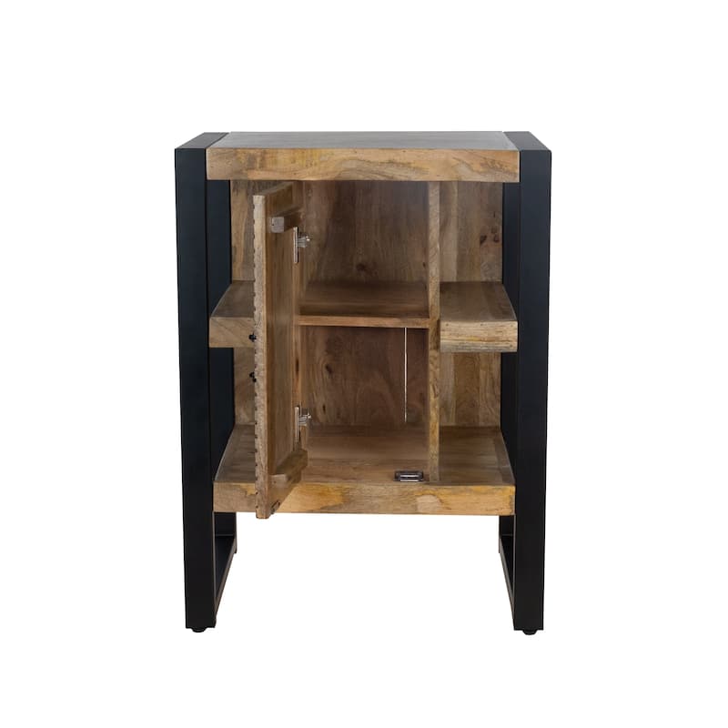 Groove Mango Wood Storage Cabinet, 32" Industrial Accent Cabinet