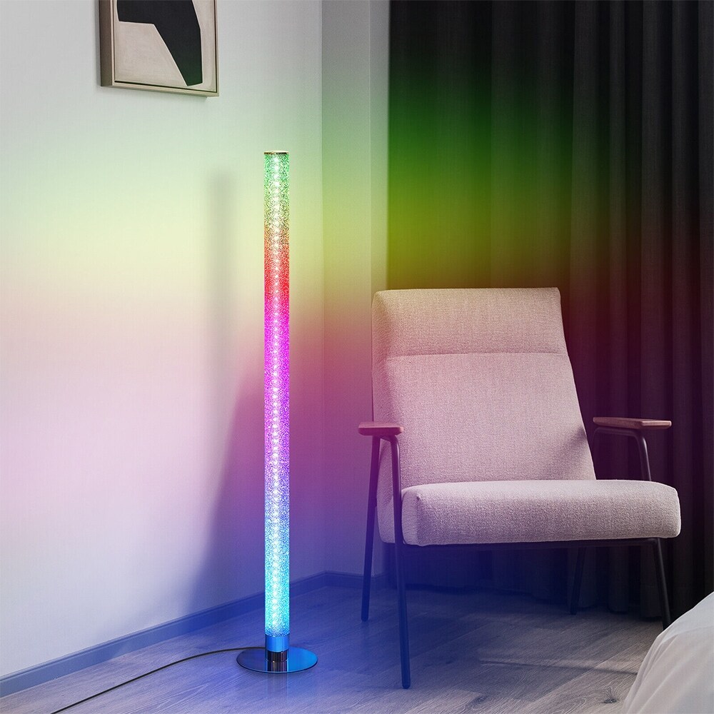 Variable color led corner floor outlet lamp