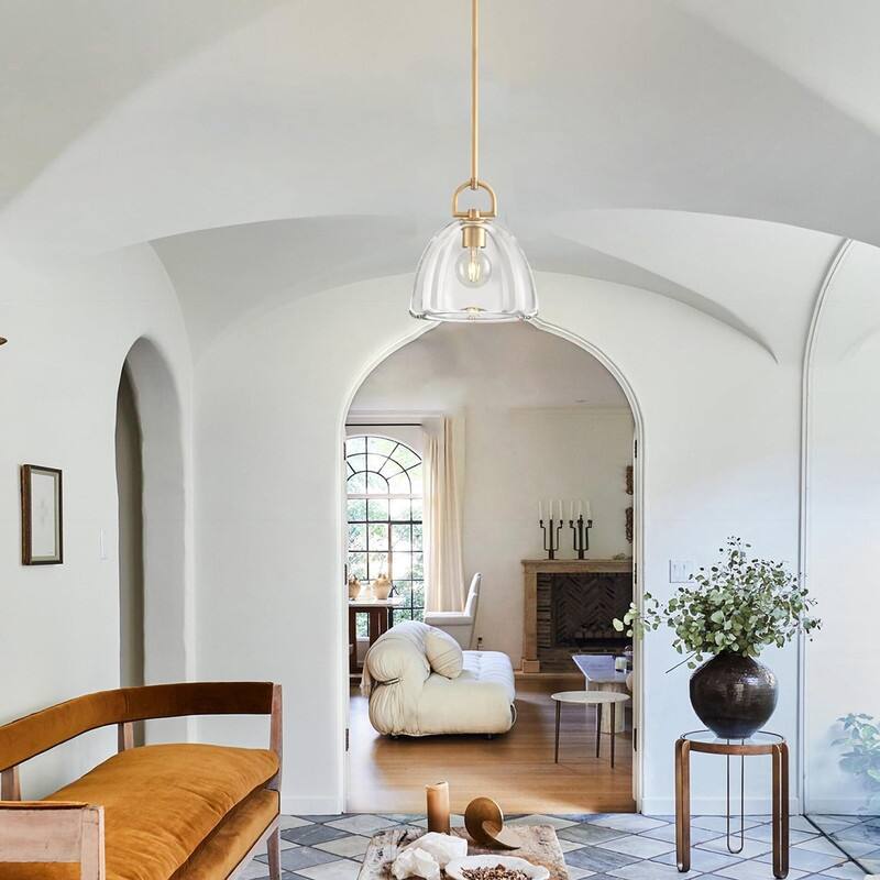 11” Bulbs light gold light fixture copper, Crystal pendant light