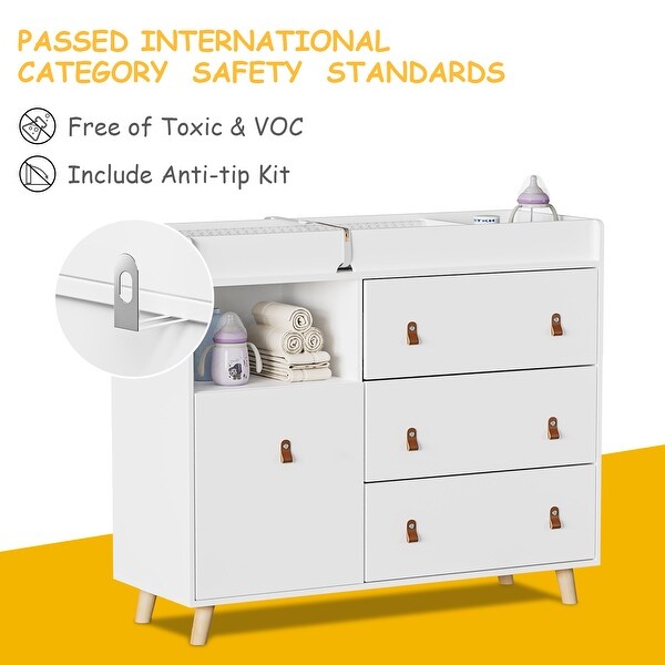 FUFU GAGA Nursery Dresser with Changing Top Baby Dresser with Changing Table Top White Infant Girl s