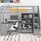 preview thumbnail 17 of 80, Multifunctional Wood Twin Size Loft Bed with L-Shaped Desk and Storage Staircase, Loft Bed Frame with Cabinet and Drawers