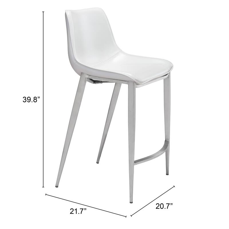 Magnus Counter Stool White & Silver
