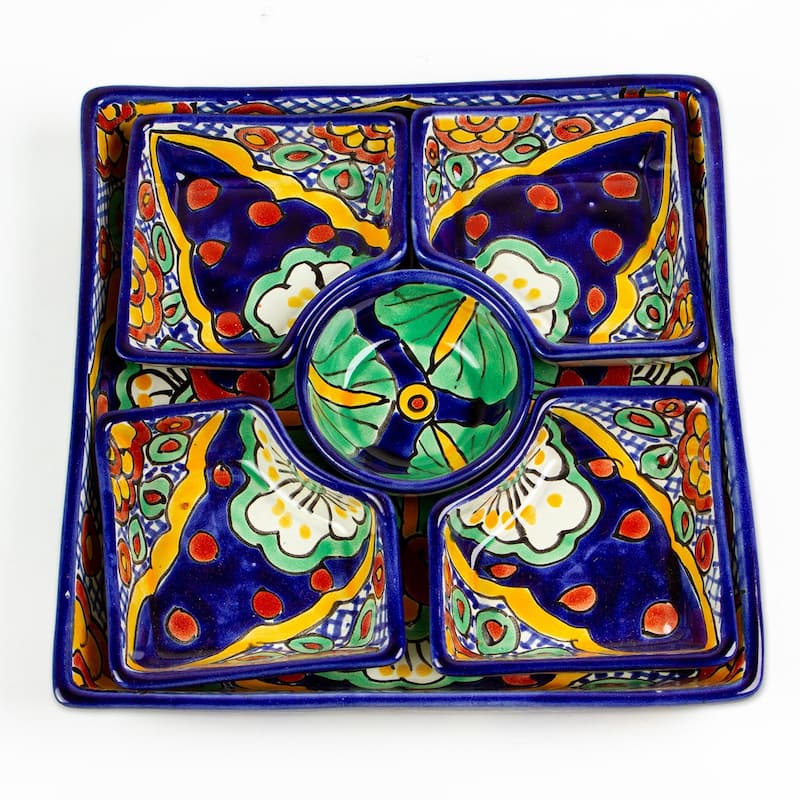 Novica Handmade Hidalgo Square Ceramic Appetizer Platter