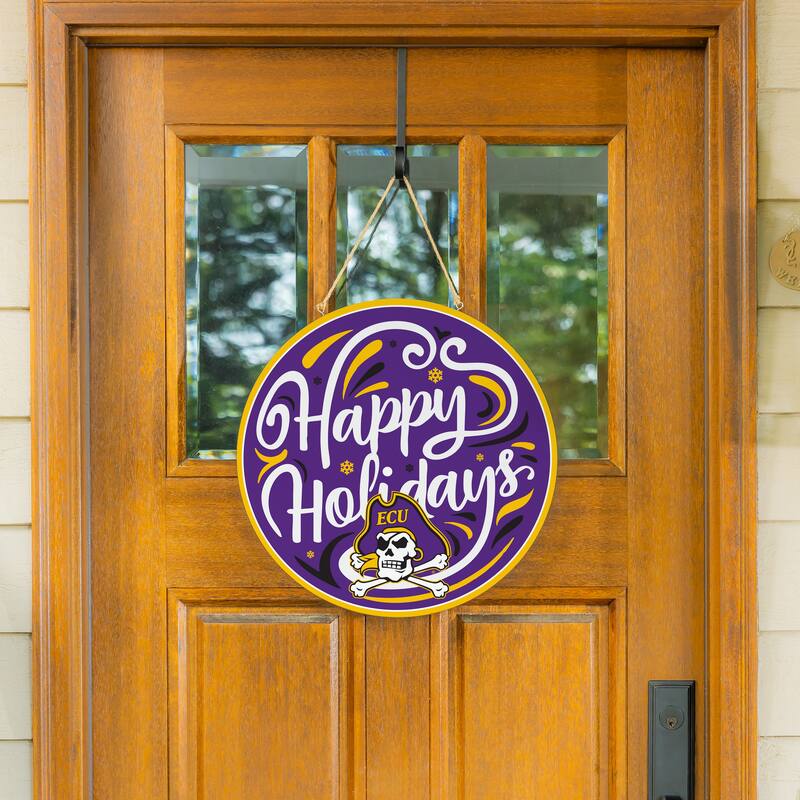 East Carolina University 18" x 18" Happy Holidays Door Décor Wall Sign - 18" x 18"