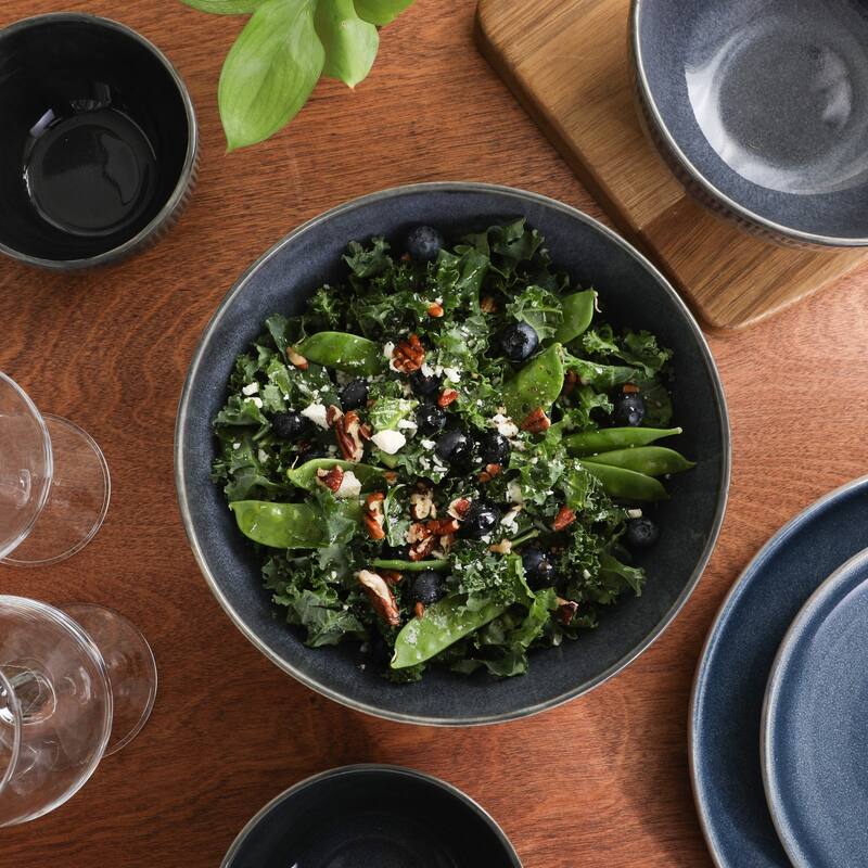 Gibson Elite Sandy Pines 4 Piece Nesting Bowl Set, 4", 5.5", 7" & 9" Round Stoneware Reactive Glaze Finish, Prep & Serving Bowls