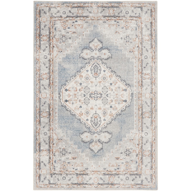 Nourison Astra Machine Washable Distressed Area Rug - 4' x 6' - Blue