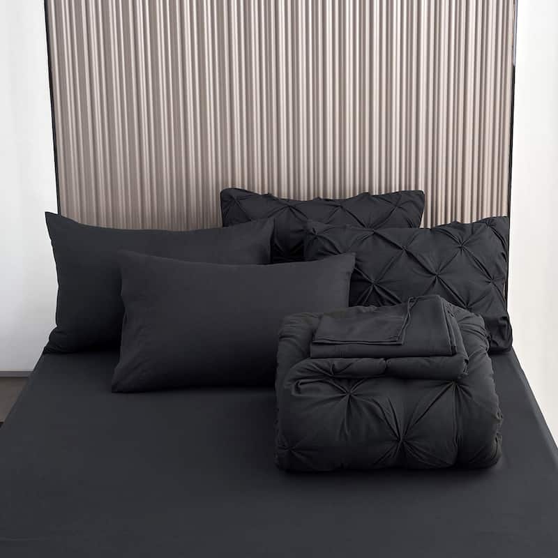 8 Pieces Bed in A Bag Pink Comforter Sets Bed Set