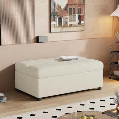 Folding Ottoman Sleeper Couch Bed with Mattress, Convertible Guest Bed, Pull-Out Ottoman Sofa Bed