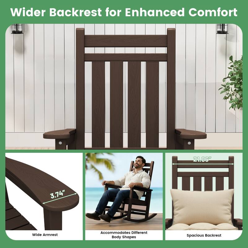 Modern High-Back Rocking Adirondack Chair All Weather