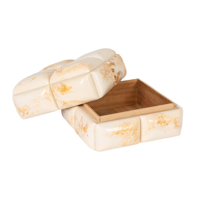 Marbled Resin Studded Decorative Storage Box with Lid - 7.0"L x 7.0"W x 4.25"H