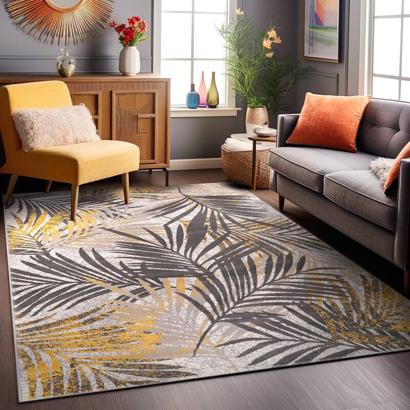 World Rug Gallery Edinburgh Floral Leaves Area Rug