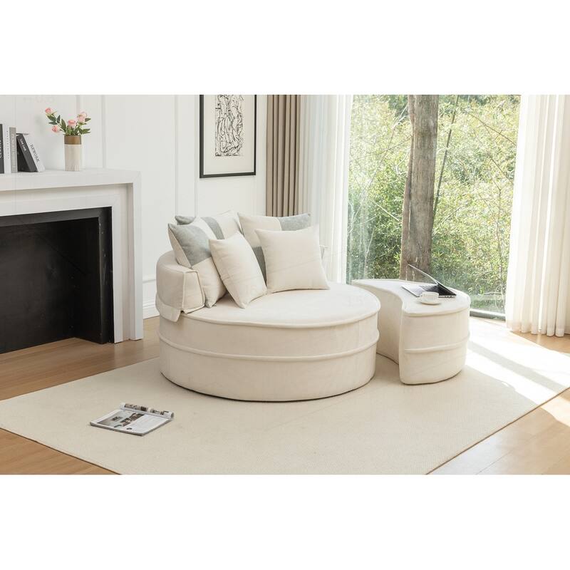 Comfortable Oversized Velvet Armchair with Ottoman and Multiple Pillows for Various Rooms