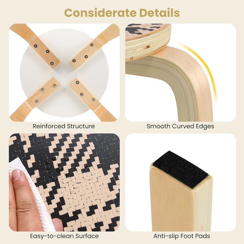 Gymax Set of 4 18'' Stacking Stool Round Dining Chair Backless Wood