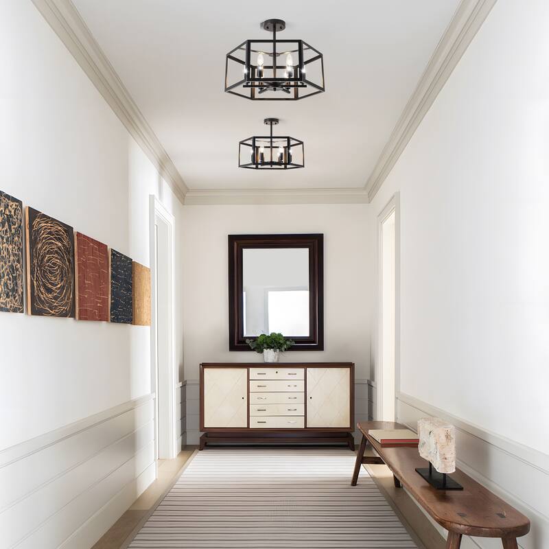 Starsky 6-light 19in Geometric Industrial Ceiling Light Unique Round Semi Flush Mount