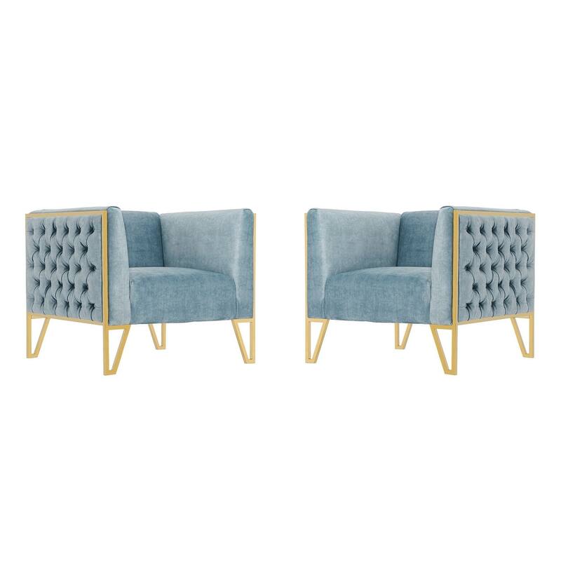 Manhattan Comfort Vector Gold Frame Velvet Accent Chair (Set of 2)