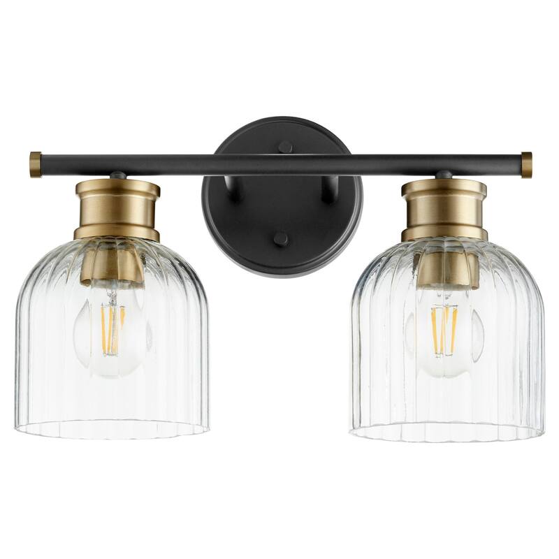 Quorum International Monarch 15" Wide Bathroom Vanity Light - Noir / Aged Brass