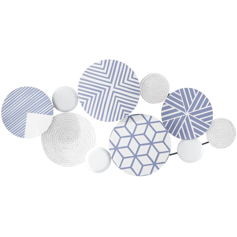 Metal Plate Home Wall Decor with Intricate Patterns - Black or Blue - CosmoLiving by Cosmopolitan - Blue - 46"W, 23"H