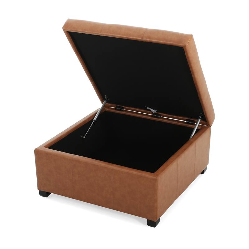 Faux Leather Tufted Storage Ottoman