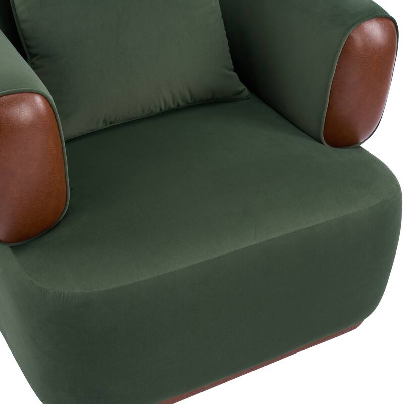 Christopher Knight Home Elyndor Velvet and PU Lounge Chair with Wrap-Around Backrest