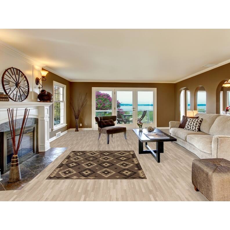 Hand Woven Oriental 100% Wool Carpet Southwestern Geometric Brown Kilim Area Rug - 6' 6'' X 4' 11''