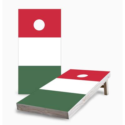Hungarian Flag Corn Hole Board Set w Case & Lights