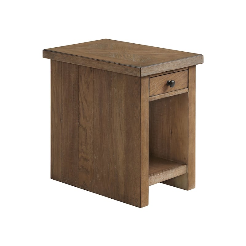 Landmark 16" Wide Chairside Table with 1 Drawer, Weathered Oak - Brown