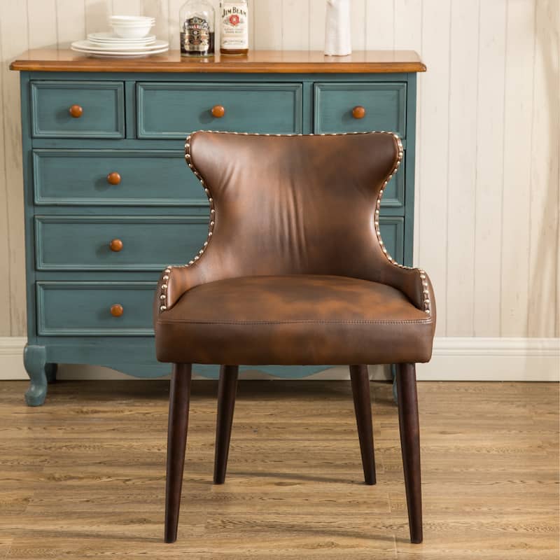 Brown 23.5" Faux Leather Barrel Chair