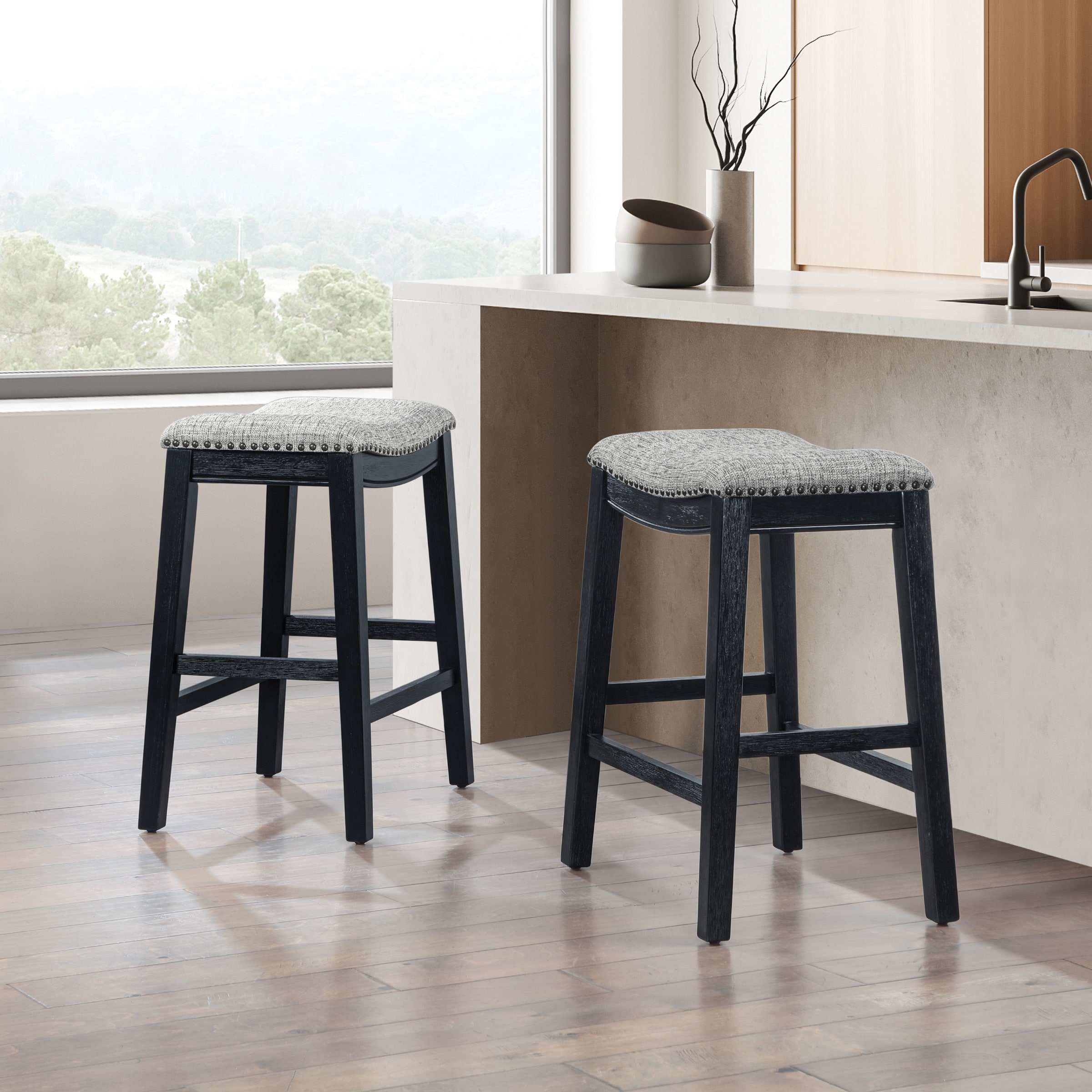 OSP 24" Saddle Stool (Set of 2) with Footrest