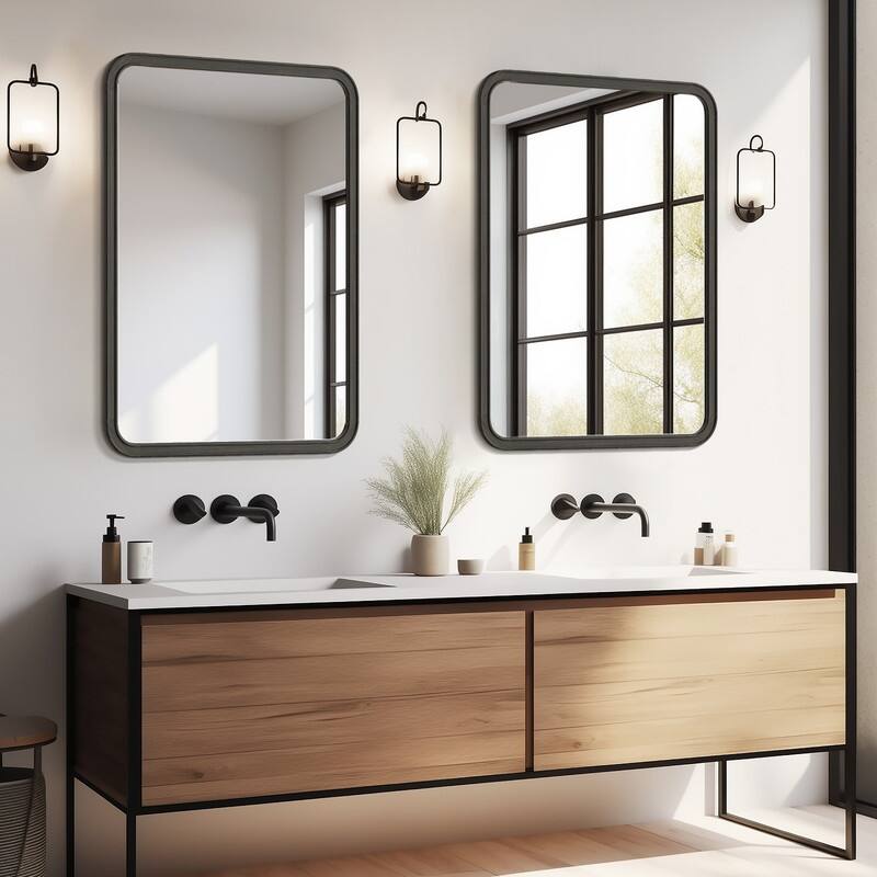 Pine Wooden Framed Standard Farmhouse Style Rectangle Wall Mirror