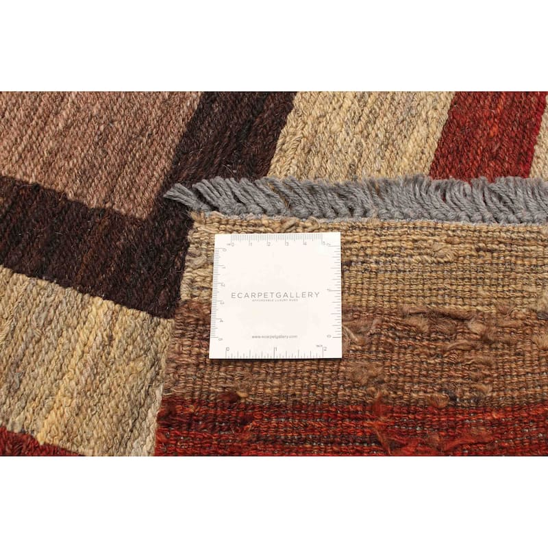 ECARPETGALLERY Flat-Weave Natural Khaki Wool Tapestry Kilim - 2'8 x 8'10
