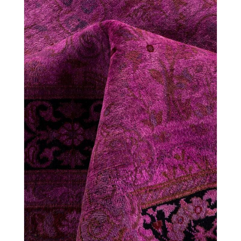 Overton Hand Knotted Wool Vintage Inspired Modern Contemporary Overdyed Pink Area Rug - 10' 0" x 11' 8"