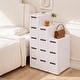preview thumbnail 6 of 16, Javlergo White Stripe Narrow Storage Cabinet 3/4/5-Layer Rolling Bathroom Organizer with Drawers Wheels for Bathroom Living Room