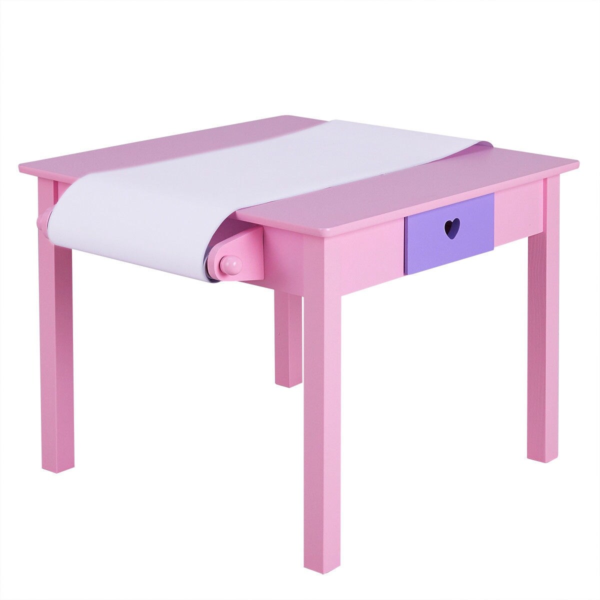 Shop Costway Kids Art Table And 2 Chairs Set With Paper Roll Rack
