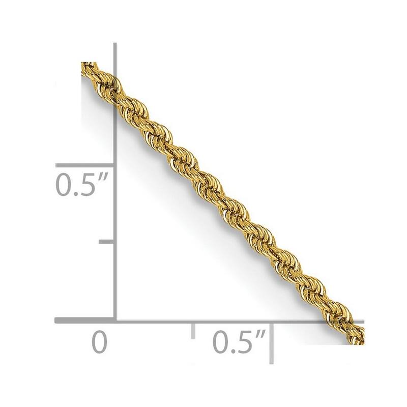 Curata 14k Yellow Gold Solid 2mm Handmade Regular Rope Chain Bracelet