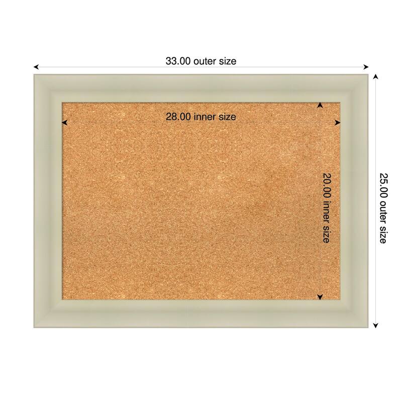 Oliver Warm Silver Wood Framed Cork Board - Bulletin Board, Organization Board, Pin Board - Natural - 33 x 25 in