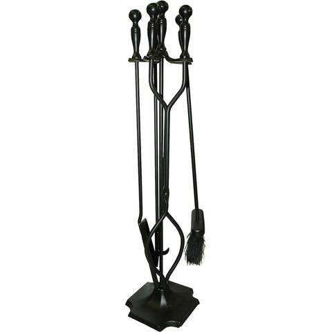 Steel 5 Piece Fireplace Tool Set, Black