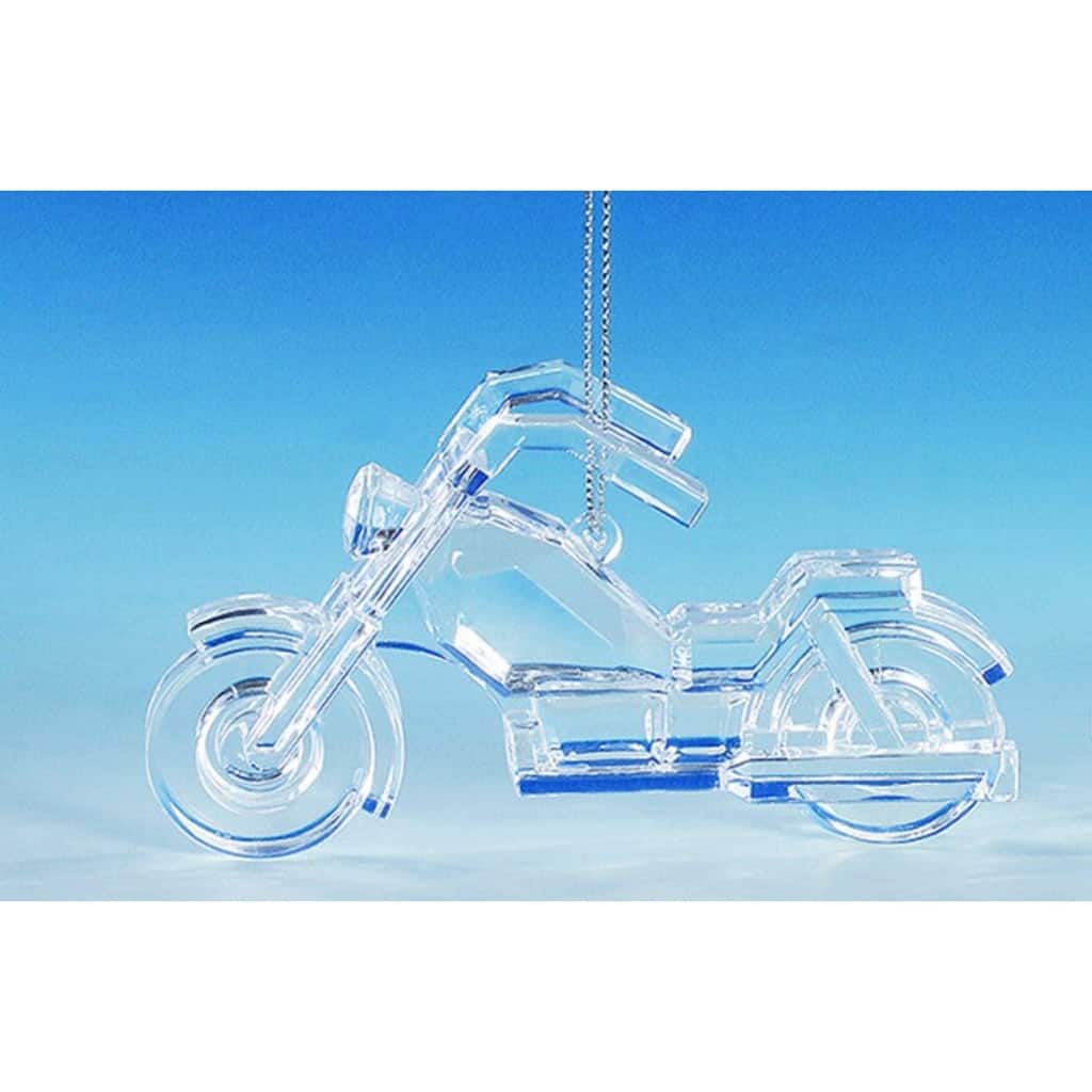 Icy Crystal Motorcycle Christmas Ornaments - 2.5" - Set of 4