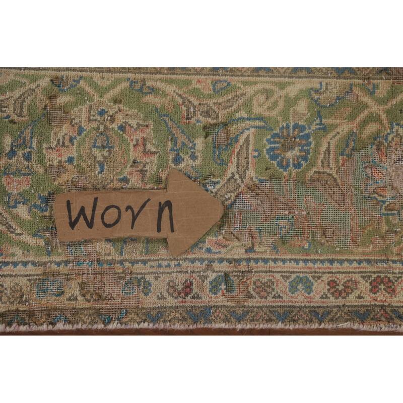 Hand Knotted Oriental 100% Wool Carpet Traditional Floral Peach Kashan Area Rug - 9' 8'' X 6' 6''