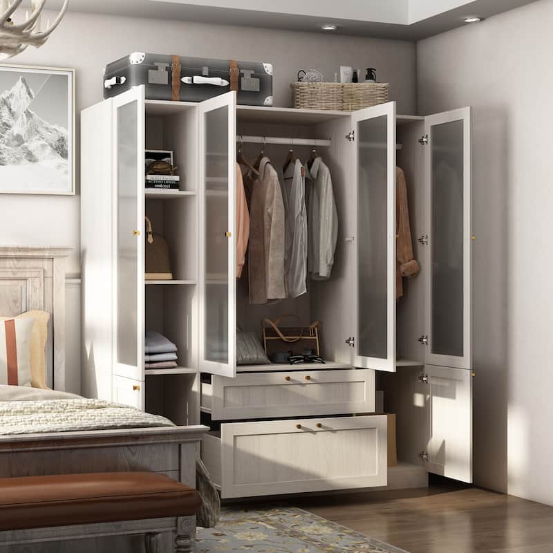 Modular Modern Glass Door Wardrobe:Storage Closet Solution Armoire