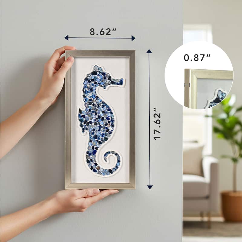 American Art Decor 2-Piece Coastal Seashell & Sea Glass Shadowbox Framed Wall Art Set