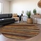 preview thumbnail 131 of 132, Premium Washable Super Soft Stripe Mayfield Rug Chocolate - 8' x 8'