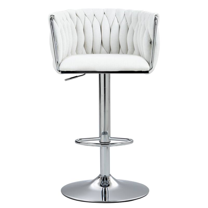 Fabric Cover Swivel Bar Stools Set of 2, Counter Height Chair with Back and Footrest, Dining Room Chair with Metal Frame