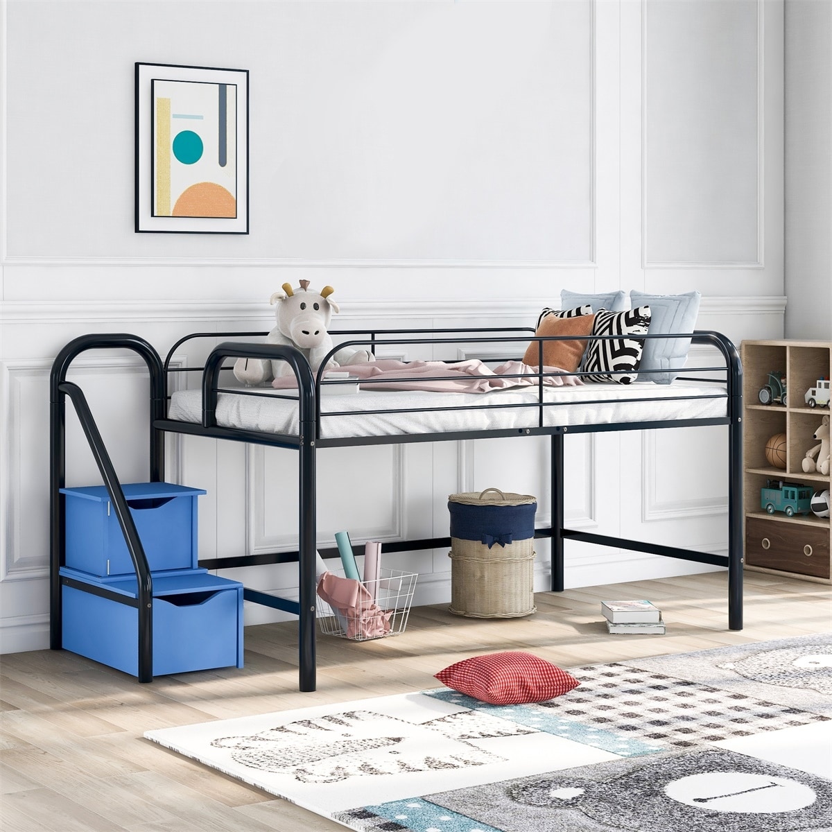 low twin bed with storage