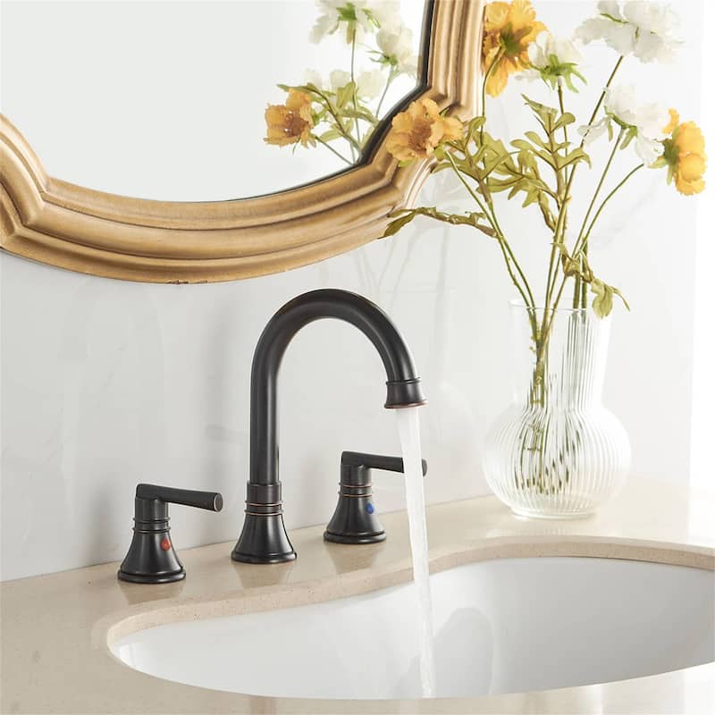 8 Inch Widespread Bathroom Faucet With Drain Assembly 3 Hole Bathroom Sink Faucet Double Handle Modern Basin Vanity Taps