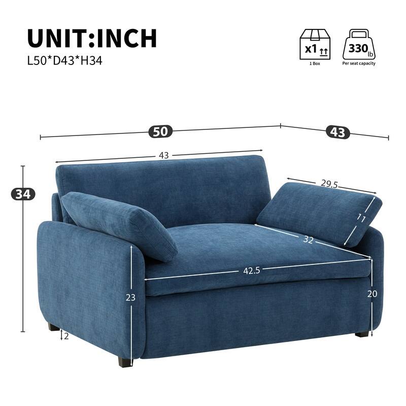 50*43" Oversized Chenille Single Sofa Chair,Wide and Deep Seat Accent Chair