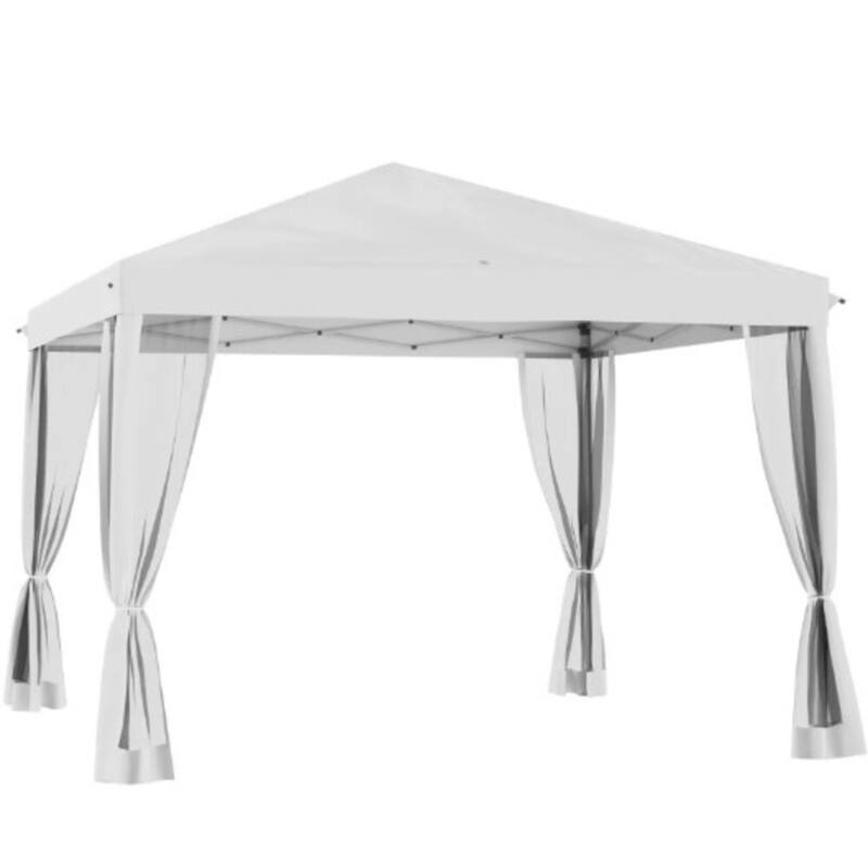 GDFStudio Outdoor Orenda Steel Pop-Up Canopy Tent with Adjustable Legs and Mesh Sidewalls